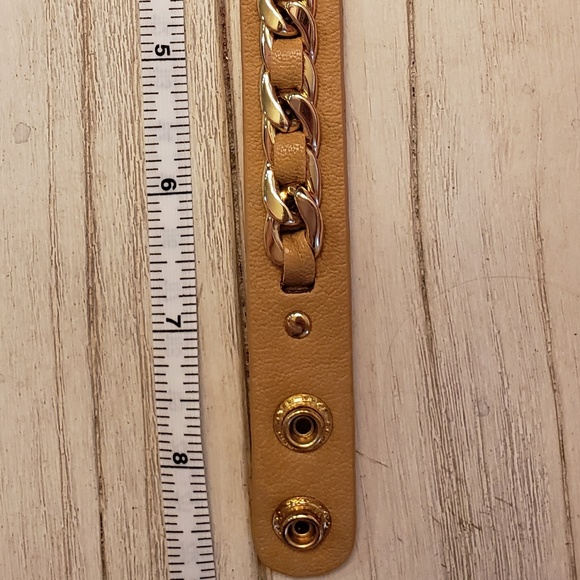 Bracelet leather with gold chain detail - Picture 2 of 3